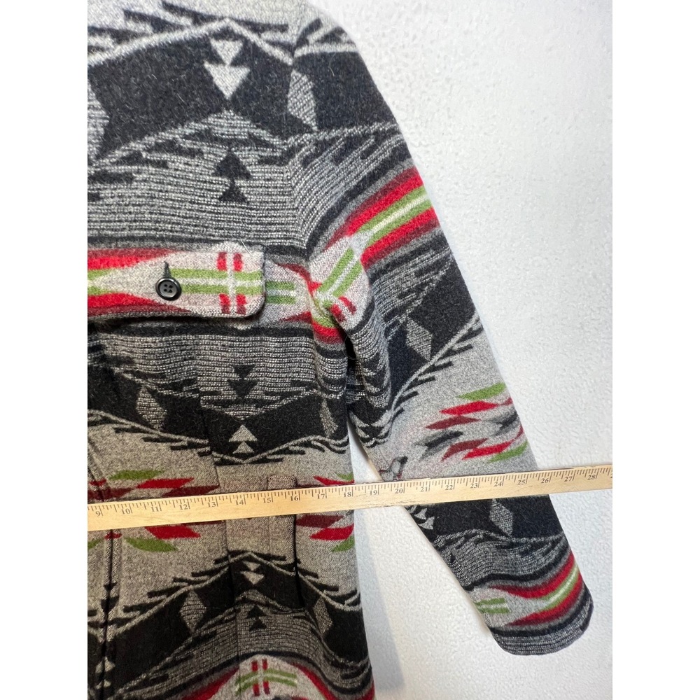 Pendleton Womens Wool Hooded Jacket Southwestern Aztec Zip Up M Grey Black Red - Picture 6 of 13
